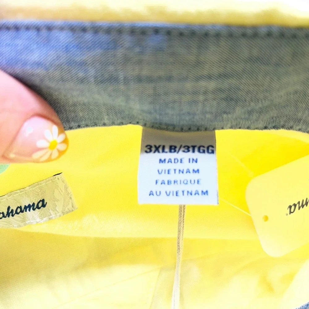 Tommy Bahama Button Down Mens 3XL Yellow Long Sleeve Oxford Shirt‎ NWT